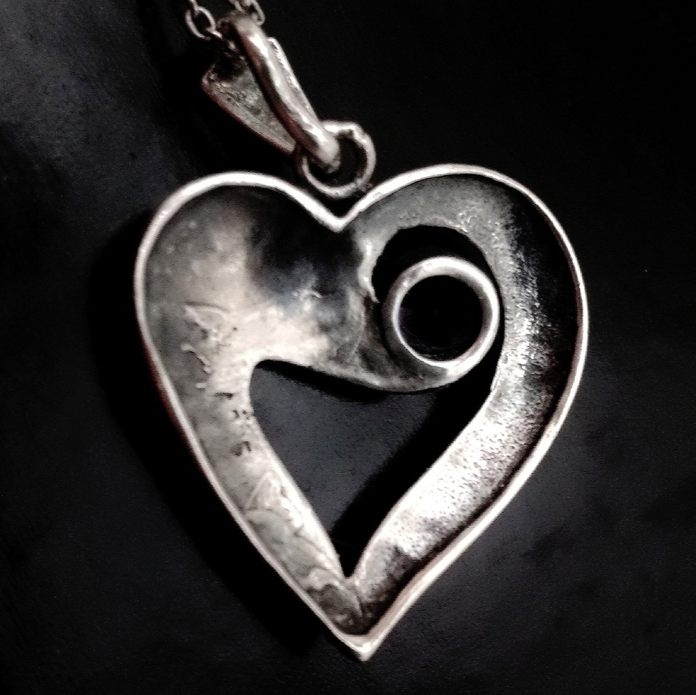 Vintage Designer Judith Jack Sterling Silver, Amethyst Marcasite Heart Neckl - Picture 3 of 8